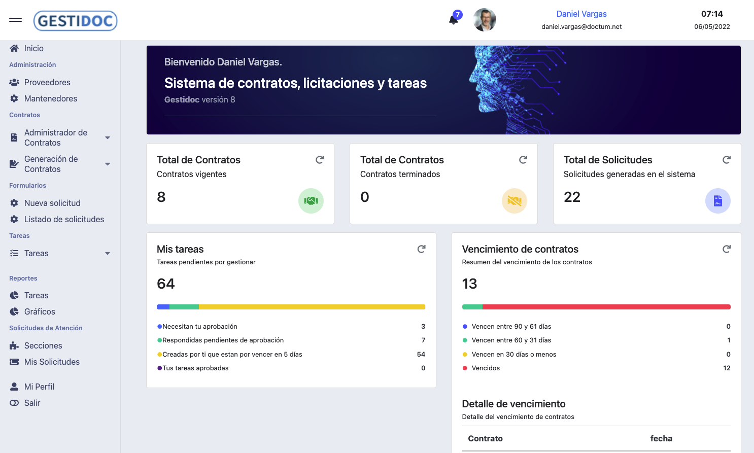 screenshot of Gestidoc Contratos